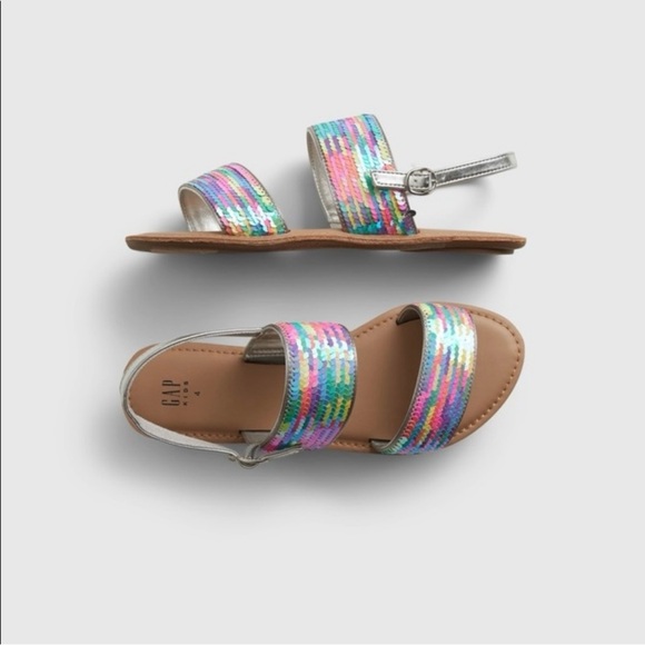 GAP Kids Silver Multicolor Sequin Sandals - Picture 1 of 4